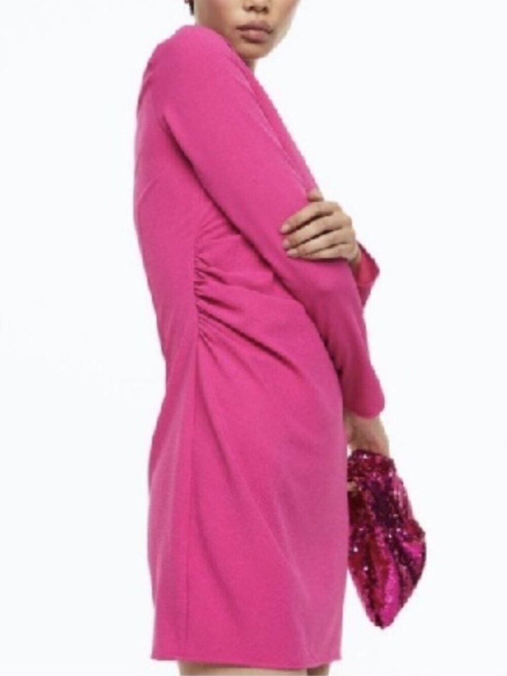 💥 H&M Pink Gathered Creped Dress (Plus size )